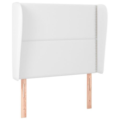 Tête de lit avec oreilles Blanc 103x23x118/128 cm Similicuir - Photo n°2; ?>