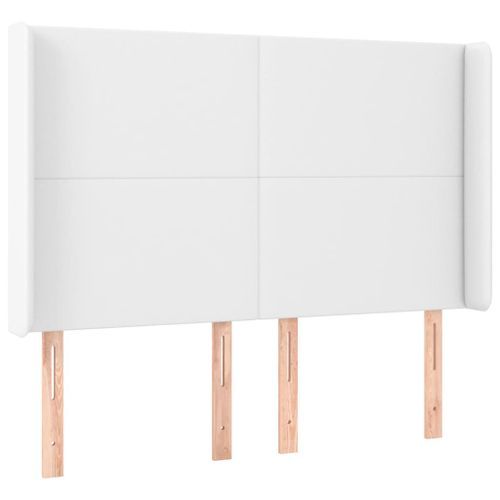 Tête de lit avec oreilles Blanc 147x16x118/128 cm Similicuir - Photo n°2; ?>