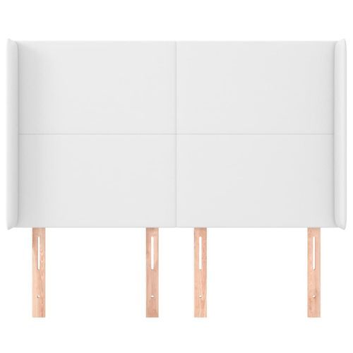 Tête de lit avec oreilles Blanc 147x16x118/128 cm Similicuir - Photo n°3; ?>