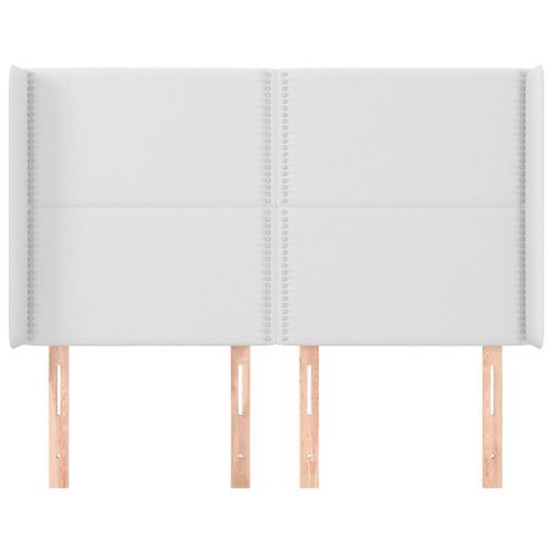 Tête de lit avec oreilles Blanc 147x16x118/128 cm Similicuir - Photo n°3; ?>