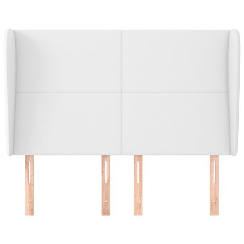 Tête de lit avec oreilles Blanc 147x23x118/128 cm Similicuir - Photo n°3; ?>