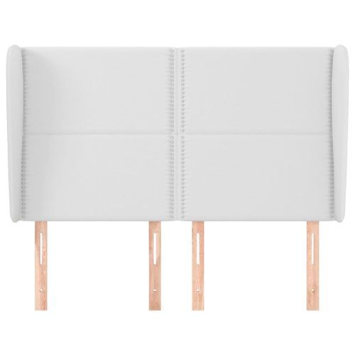 Tête de lit avec oreilles Blanc 147x23x118/128 cm Similicuir - Photo n°3; ?>