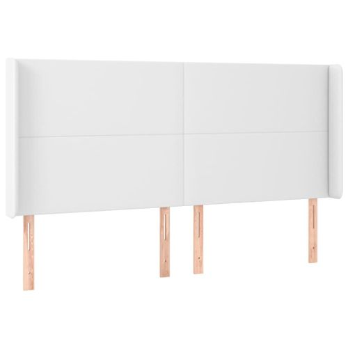 Tête de lit avec oreilles Blanc 163x16x118/128 cm Similicuir - Photo n°2; ?>