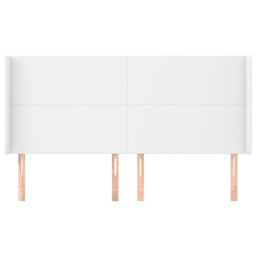 Tête de lit avec oreilles Blanc 163x16x118/128 cm Similicuir - Photo n°3; ?>