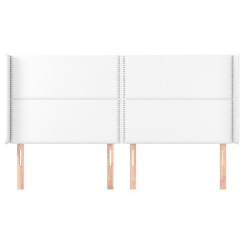 Tête de lit avec oreilles Blanc 163x16x118/128 cm Similicuir - Photo n°3; ?>