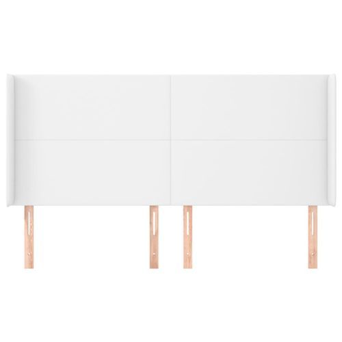 Tête de lit avec oreilles Blanc 163x23x118/128 cm Similicuir - Photo n°3; ?>