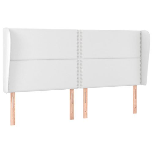 Tête de lit avec oreilles Blanc 163x23x118/128 cm Similicuir - Photo n°2; ?>