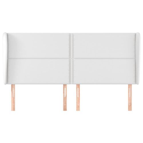 Tête de lit avec oreilles Blanc 163x23x118/128 cm Similicuir - Photo n°3; ?>