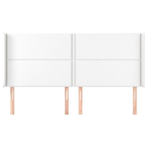 Tête de lit avec oreilles Blanc 183x16x118/128 cm Similicuir - Photo n°3; ?>