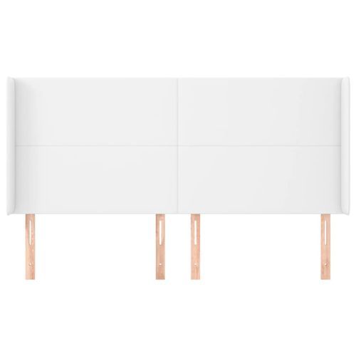 Tête de lit avec oreilles Blanc 183x23x118/128 cm Similicuir - Photo n°3; ?>