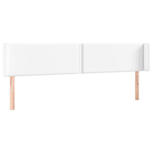 Tête de lit avec oreilles Blanc 203x16x78/88 cm Similicuir - Photo n°2; ?>