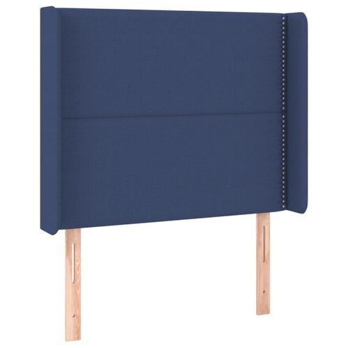 Tête de lit avec oreilles Bleu 103x16x118/128 cm Tissu - Photo n°2; ?>