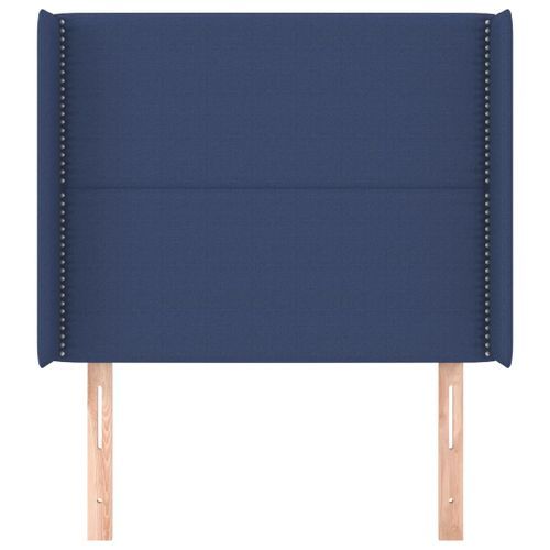 Tête de lit avec oreilles Bleu 103x16x118/128 cm Tissu - Photo n°3; ?>