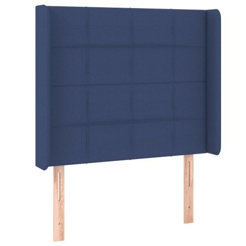 Tête de lit avec oreilles Bleu 103x16x118/128 cm Tissu - Photo n°2; ?>