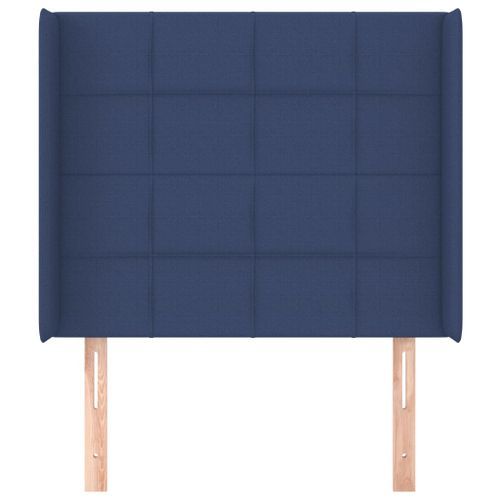 Tête de lit avec oreilles Bleu 103x16x118/128 cm Tissu - Photo n°3; ?>