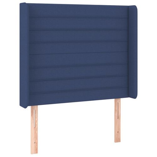 Tête de lit avec oreilles Bleu 103x16x118/128 cm Tissu - Photo n°2; ?>