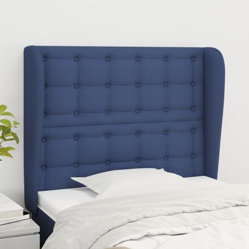 Tête de lit avec oreilles Bleu 103x23x118/128 cm Tissu - Photo n°2; ?>