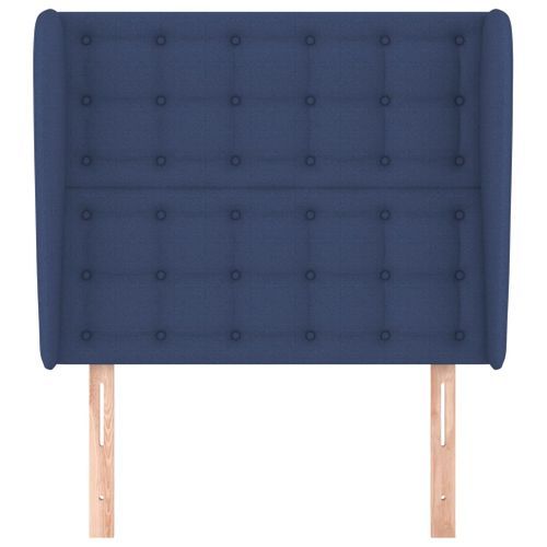 Tête de lit avec oreilles Bleu 103x23x118/128 cm Tissu - Photo n°3; ?>