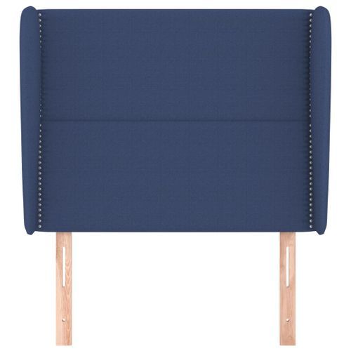 Tête de lit avec oreilles Bleu 103x23x118/128 cm Tissu - Photo n°3; ?>