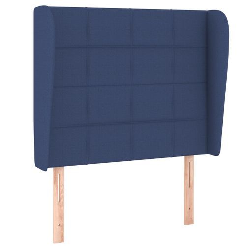 Tête de lit avec oreilles Bleu 103x23x118/128 cm Tissu - Photo n°2; ?>