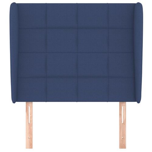 Tête de lit avec oreilles Bleu 103x23x118/128 cm Tissu - Photo n°3; ?>