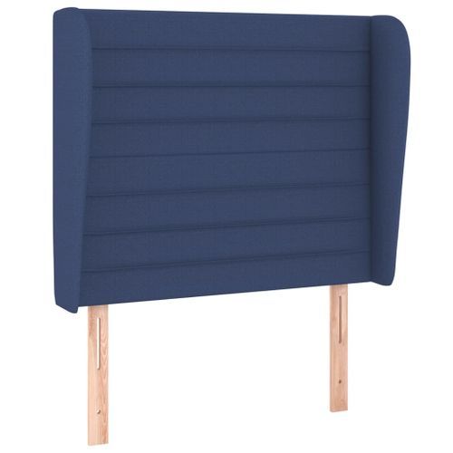 Tête de lit avec oreilles Bleu 103x23x118/128 cm Tissu - Photo n°2; ?>