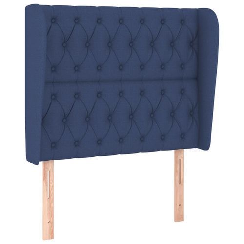 Tête de lit avec oreilles Bleu 103x23x118/128 cm Tissu - Photo n°2; ?>