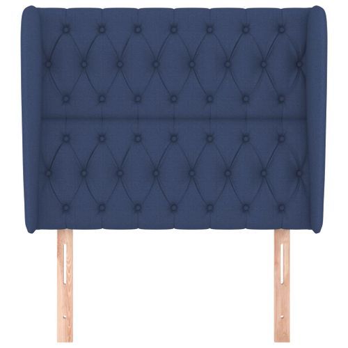 Tête de lit avec oreilles Bleu 103x23x118/128 cm Tissu - Photo n°3; ?>