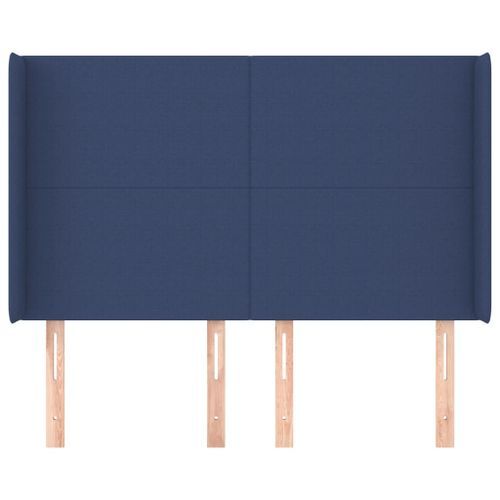 Tête de lit avec oreilles Bleu 147x16x118/128 cm Tissu - Photo n°3; ?>