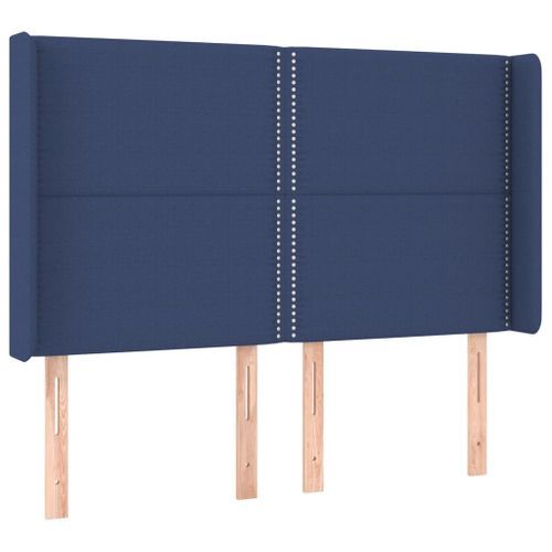 Tête de lit avec oreilles Bleu 147x16x118/128 cm Tissu - Photo n°2; ?>