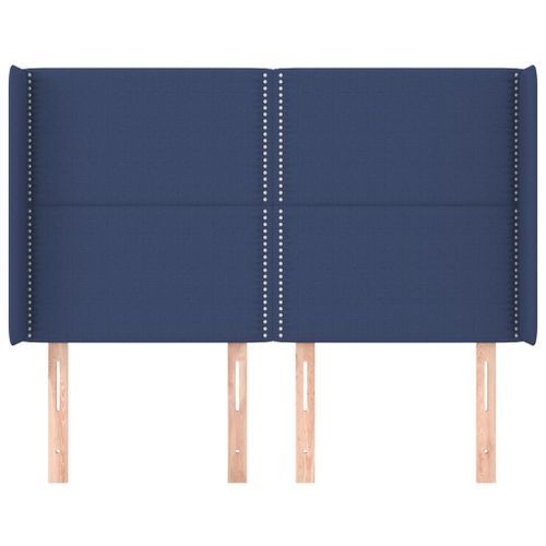 Tête de lit avec oreilles Bleu 147x16x118/128 cm Tissu - Photo n°3; ?>