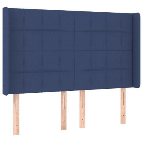 Tête de lit avec oreilles Bleu 147x16x118/128 cm Tissu - Photo n°2; ?>