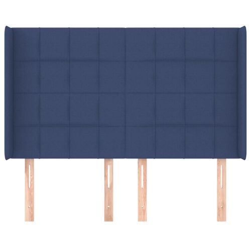 Tête de lit avec oreilles Bleu 147x16x118/128 cm Tissu - Photo n°3; ?>