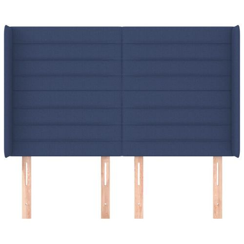 Tête de lit avec oreilles Bleu 147x16x118/128 cm Tissu - Photo n°3; ?>