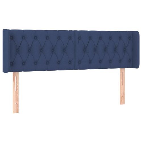 Tête de lit avec oreilles Bleu 147x16x78/88 cm Tissu - Photo n°2; ?>