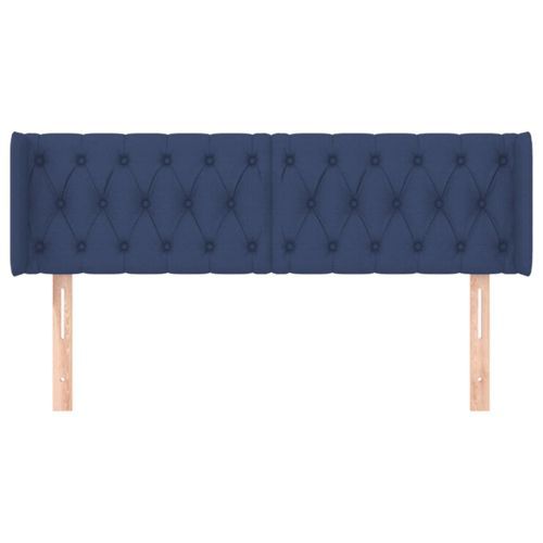 Tête de lit avec oreilles Bleu 147x16x78/88 cm Tissu - Photo n°3; ?>