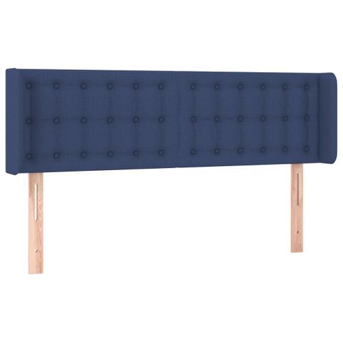 Tête de lit avec oreilles Bleu 147x16x78/88 cm Tissu - Photo n°2; ?>