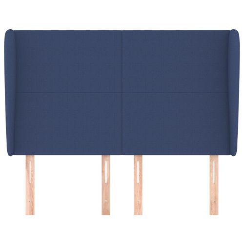 Tête de lit avec oreilles Bleu 147x23x118/128 cm Tissu - Photo n°3; ?>