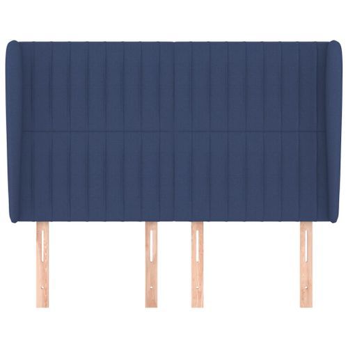 Tête de lit avec oreilles Bleu 147x23x118/128 cm Tissu - Photo n°3; ?>