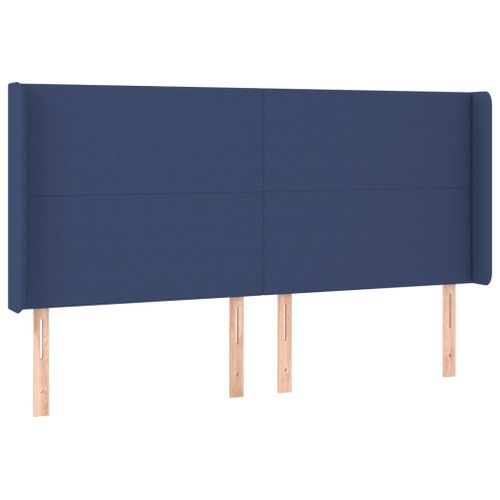 Tête de lit avec oreilles Bleu 163x16x118/128 cm Tissu - Photo n°2; ?>