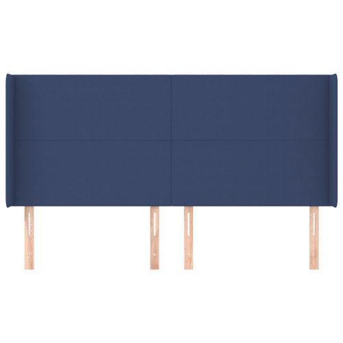 Tête de lit avec oreilles Bleu 163x16x118/128 cm Tissu - Photo n°3; ?>