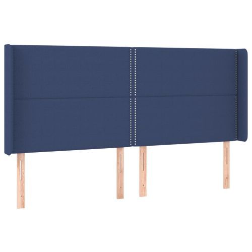 Tête de lit avec oreilles Bleu 163x16x118/128 cm Tissu - Photo n°2; ?>