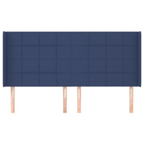 Tête de lit avec oreilles Bleu 163x16x118/128 cm Tissu - Photo n°3; ?>