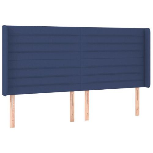 Tête de lit avec oreilles Bleu 163x16x118/128 cm Tissu - Photo n°2; ?>