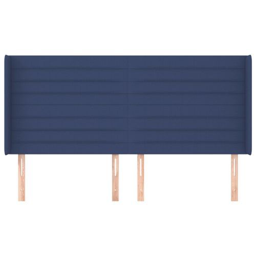 Tête de lit avec oreilles Bleu 163x16x118/128 cm Tissu - Photo n°3; ?>