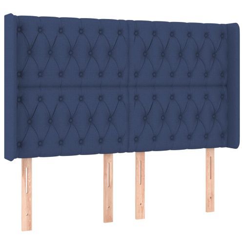 Tête de lit avec oreilles Bleu 163x16x118/128 cm Tissu - Photo n°2; ?>