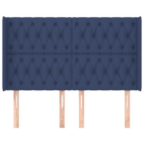 Tête de lit avec oreilles Bleu 163x16x118/128 cm Tissu - Photo n°3; ?>