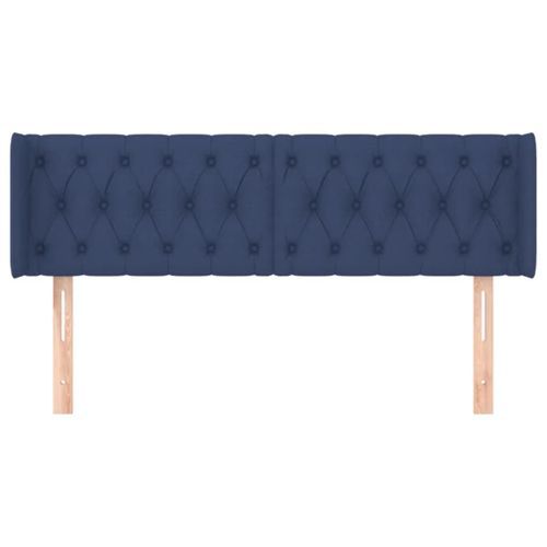 Tête de lit avec oreilles Bleu 163x16x78/88 cm Tissu - Photo n°3; ?>