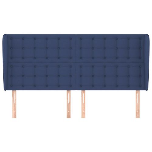 Tête de lit avec oreilles Bleu 163x23x118/128 cm Tissu - Photo n°3; ?>