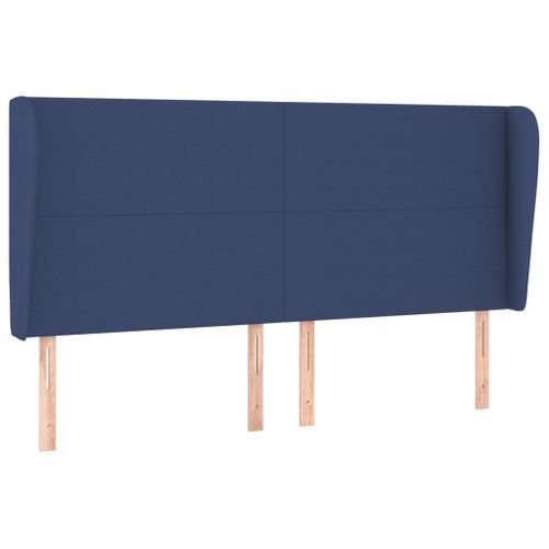 Tête de lit avec oreilles Bleu 163x23x118/128 cm Tissu - Photo n°2; ?>